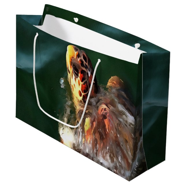 Grand Sac Cadeau Portrait artistique de la tortue luge (Devant Angle)