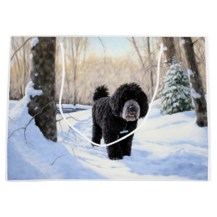 Grand Sac Cadeau Portugais Water Dog Laisser neiger Noël