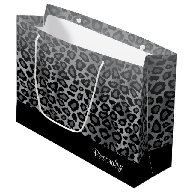 Grand Sac Cadeau Poster de animal gris de léopard (Devant Angle)