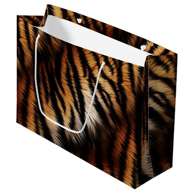Grand Sac Cadeau Poster de animal Orange Black Tiger Stripes (Devant Angle)