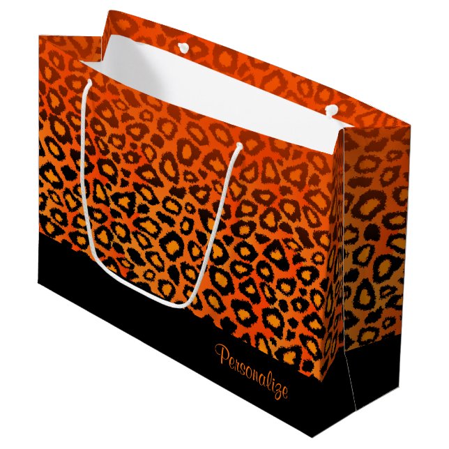 Grand Sac Cadeau Poster de animal orange de léopard (Devant Angle)