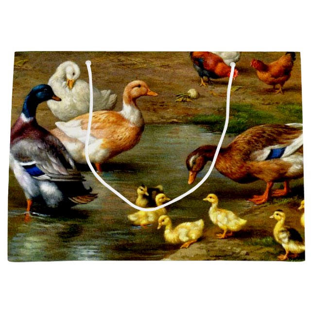 Grand Sac Cadeau Poulets, Canards Et Canards À La Ferme (Devant)