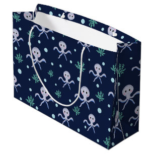 Grand Sac Cadeau Poulpe sous la mer motif pour enfants
