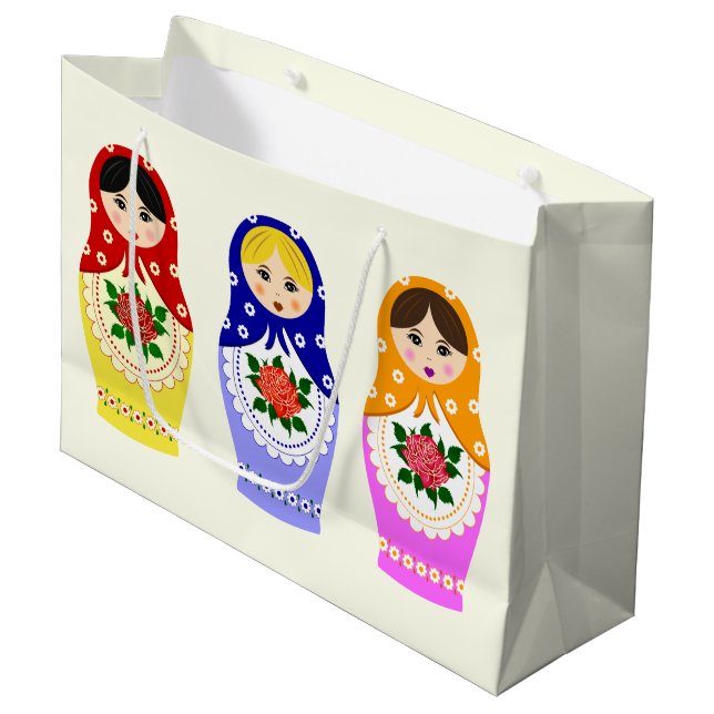 Grand Sac Cadeau Poupées russes d'emboîtement de matryoshka (Devant Angle)