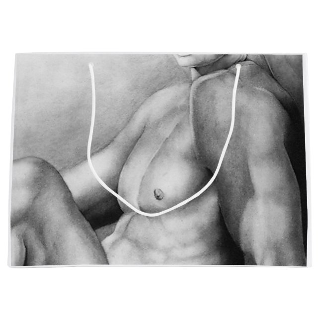 Grand Sac Cadeau Pour Hommes Nude Homme Bodybuilder Art Élégant (Devant)