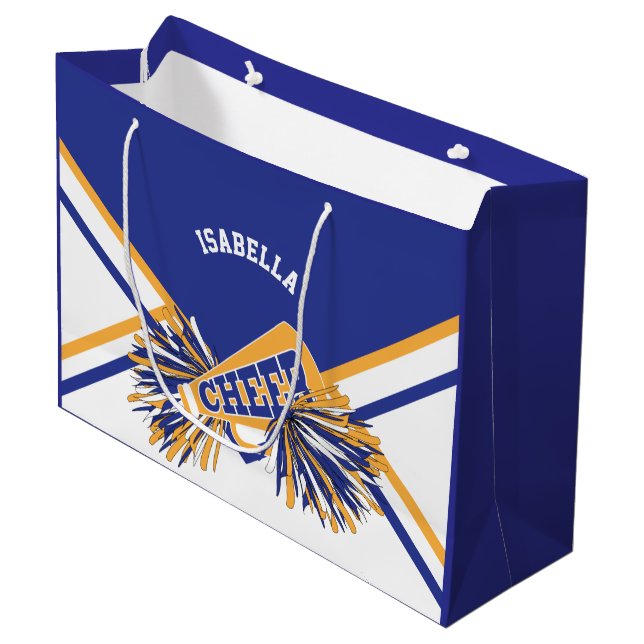 Grand Sac Cadeau Pour les Chevaliers - Blanc, Bleu et Or - Grand (Devant Angle)