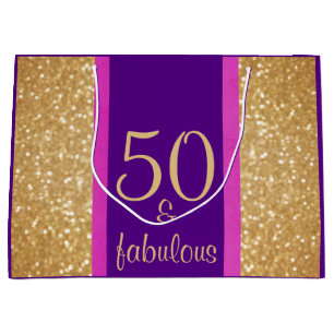 Grand Sac Cadeau Pourpres scintillants et dentellent 50 et