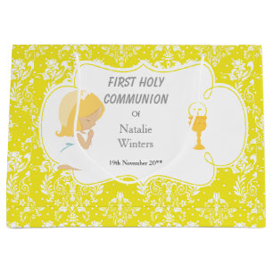 Grand Sac Cadeau Première Communion Blonde cheveux fille Merci