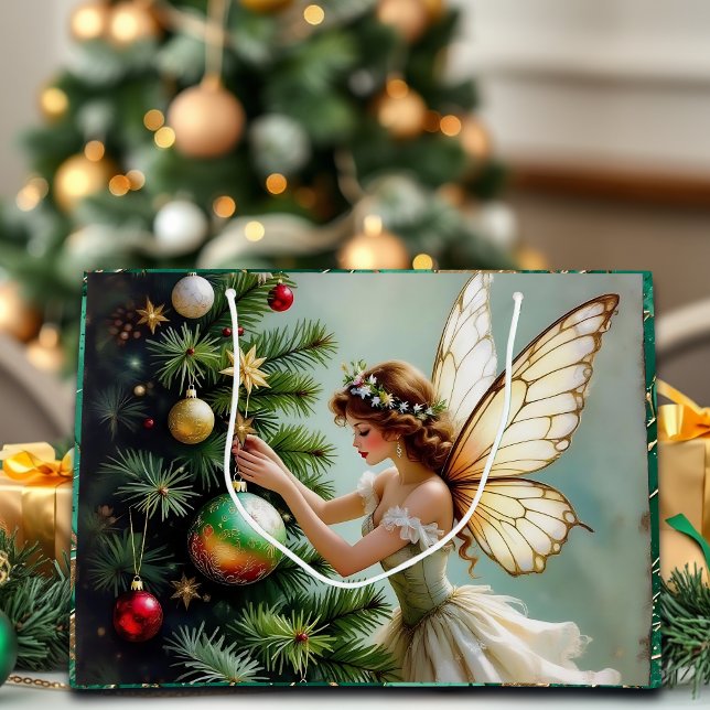 Grand Sac Cadeau Pretty Angel Fairy Christmas (Créateur téléchargé)