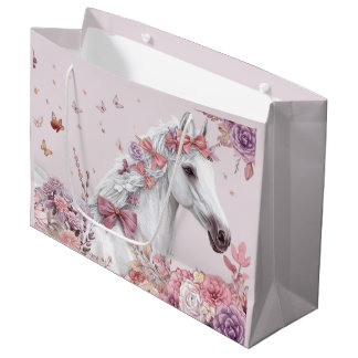 Grand Sac Cadeau Pretty Ponies and Petals Horse Gift Bag for Girls