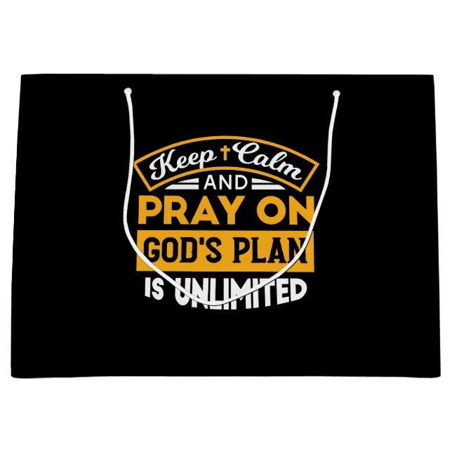 Grand Sac Cadeau Priez et faites confiance au plan illimité de Dieu (Devant)