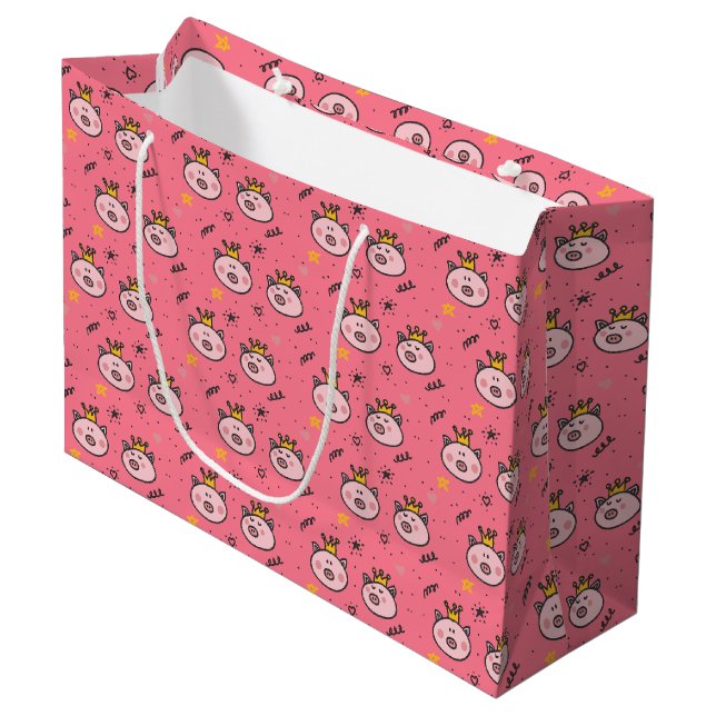 Grand Sac Cadeau Princess Pig Motif (Devant Angle)