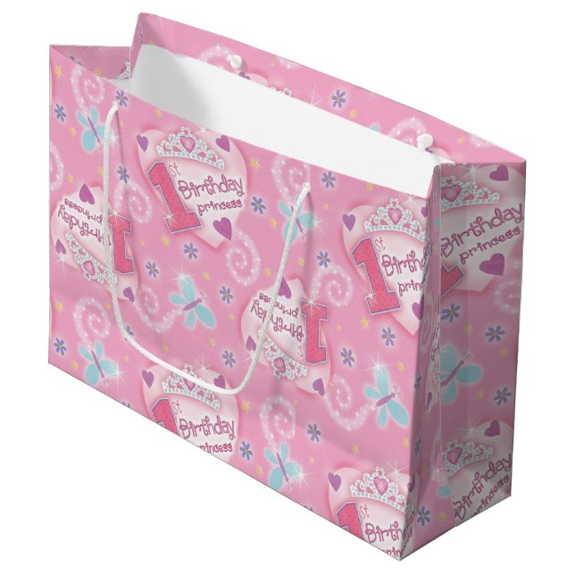 Grand Sac Cadeau Princesse d'anniversaire (Devant Angle)
