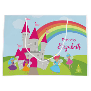 Grand Sac Cadeau Princesse Fairy Little Girl avec arc en ciel et ch