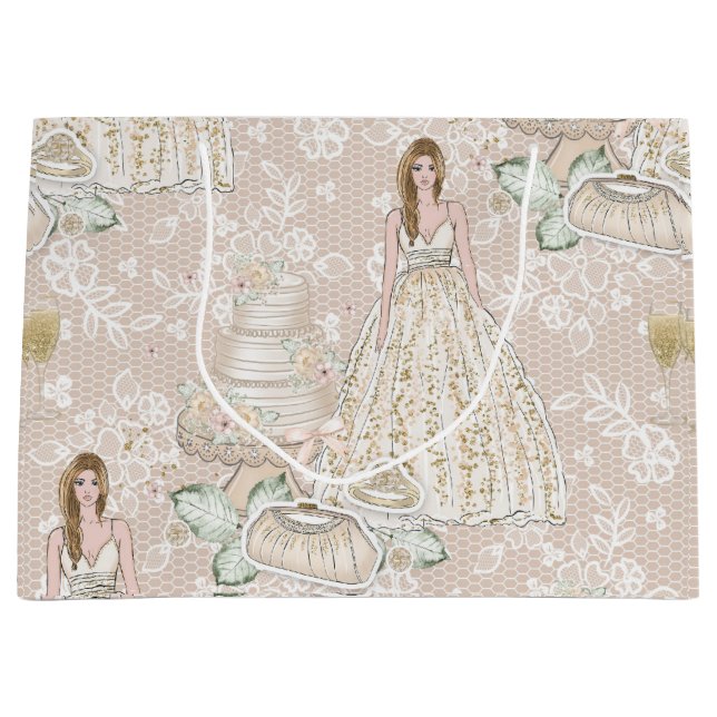 Grand Sac Cadeau Princesse Mariage (Devant)