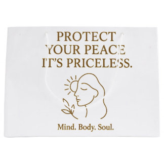 Grand Sac Cadeau Protect Your Peace — Minimalist Self-Care Quote