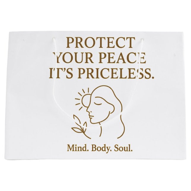 Grand Sac Cadeau Protect Your Peace — Minimalist Self-Care Quote (Devant)