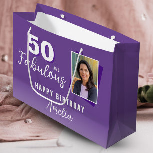 Grand Sac Cadeau Purple 50 et fabuleux 50e anniversaire Photo
