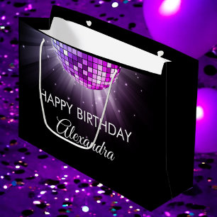 Grand Sac Cadeau Purple 60e anniversaire Disco Ball 70's