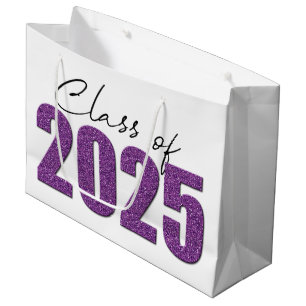 Grand Sac Cadeau Purple Glitter Classe de 2025
