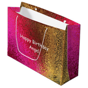 Grand Sac Cadeau Purple & Gold Shade Joyeux Anniversaire Nom
