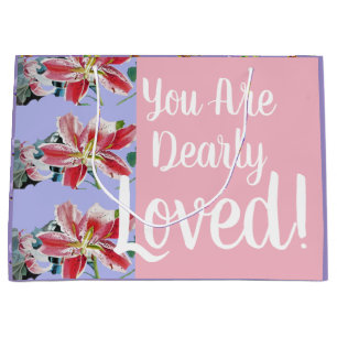 Grand Sac Cadeau Purple Lily floral Vous êtes Dearly Love