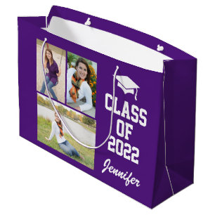Grand Sac Cadeau Purple Photo Personnalisée Classe Senior 2021