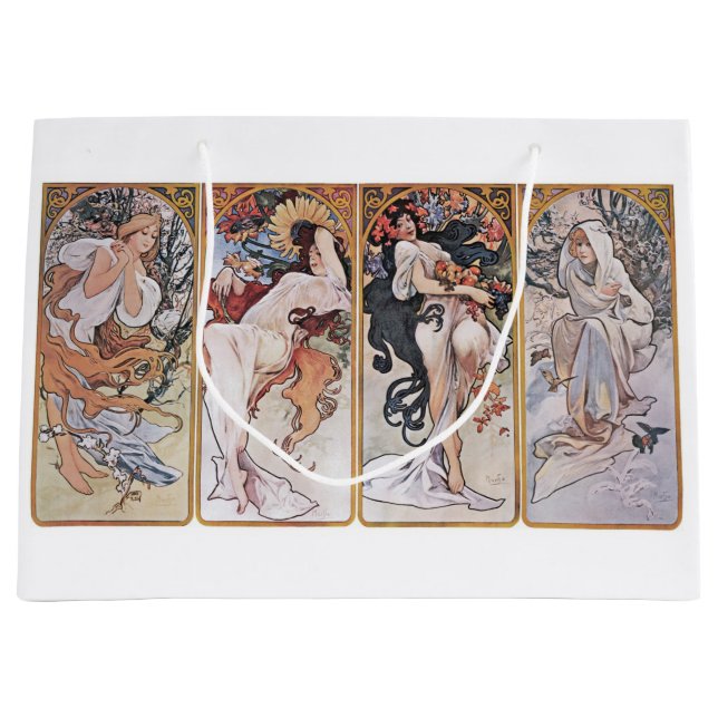 Grand Sac Cadeau Quatre Saisons, Mucha (Devant)