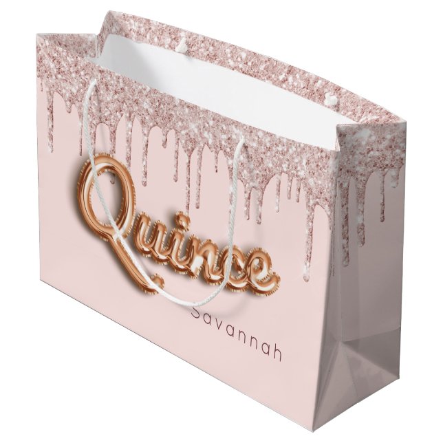 Grand Sac Cadeau Quinceanera parties scintillant rose vif gouttes d (Dos Angle)