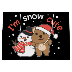 Grand Sac Cadeau Quokka Je suis Snow mignonne Snowman Pun de neige