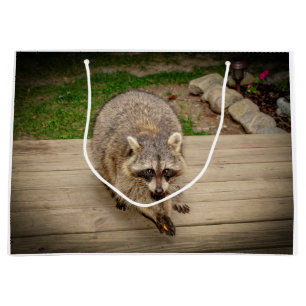 Grand Sac Cadeau Raccoon avec une puce