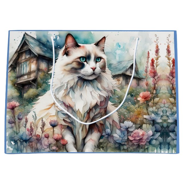 Grand Sac Cadeau Ragdoll Chat en anglais Garden (Devant)