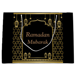 Grand Sac Cadeau Ramadan Kareem Typographie Texte du Croissant isla