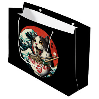 Grand Sac Cadeau Ramen de chat Art japonais Style vintage