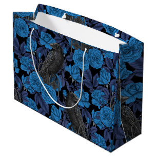 Grand Sac Cadeau Ravins et roses bleus