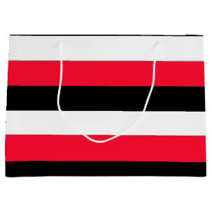 Grand Sac Cadeau Rayures rouges, noires et de blancs