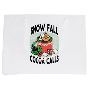 Grand Sac Cadeau Réchauffez-vous avec les appels de cacao de neige 