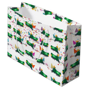 Grand Sac Cadeau Recyclage Motif de la fête des camions à ordures