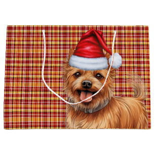 Grand Sac Cadeau Red Plaid Australian Terrier Dog Holiday
