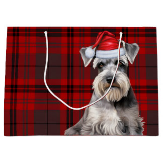Grand Sac Cadeau Red Plaid Schnauzer Dog Lover Holiday