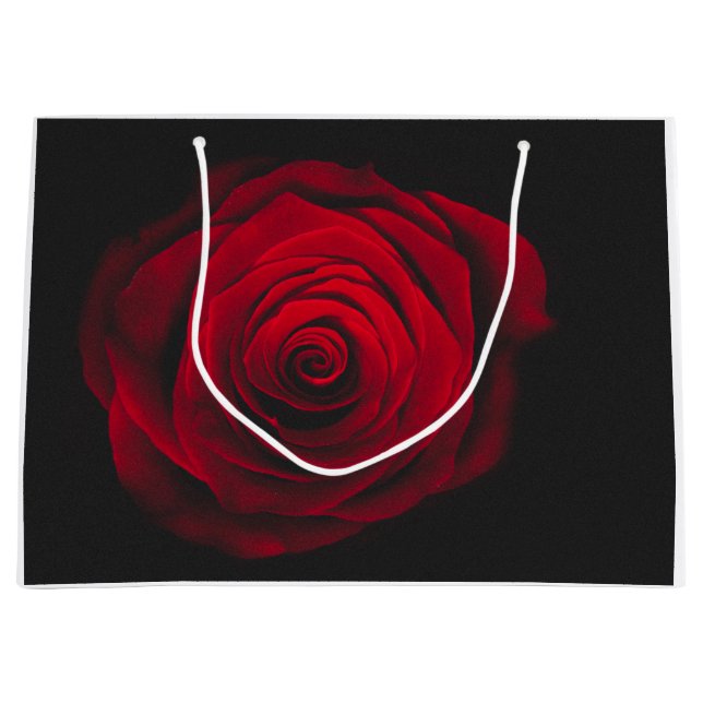 Grand Sac Cadeau Red rose on black background vintage effect (Devant)