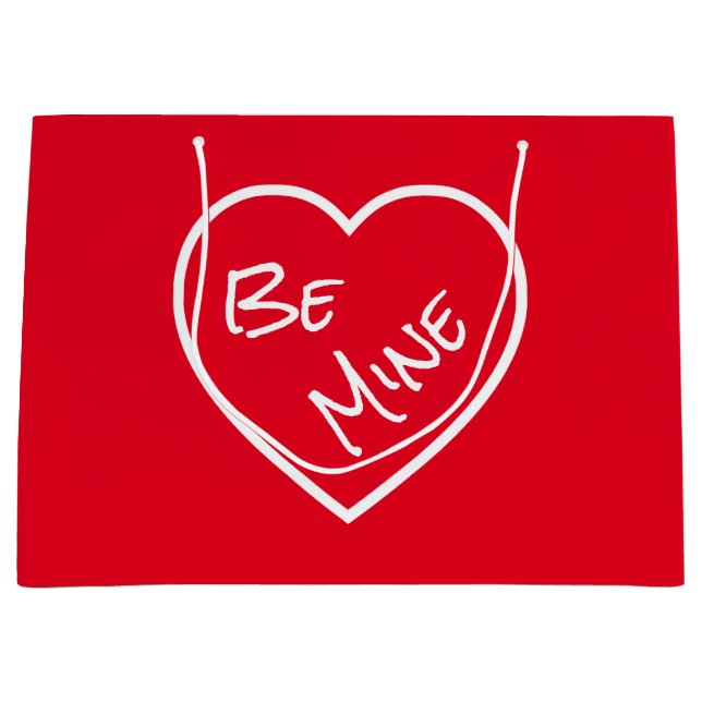 Grand Sac Cadeau Red Simplicity Be Mine Typographie Valentine Heart (Devant)