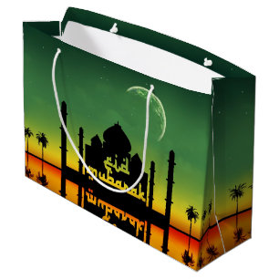 Grand Sac Cadeau Réflexion de nuit d'Eid Mubarak