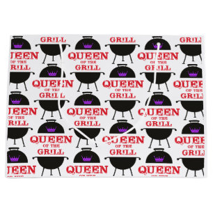 Grand Sac Cadeau Reine Du Grill, Rouge Couronne Violet