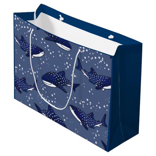 Grand Sac Cadeau Requin de baleine étoilé (foncé) (Devant Angle)
