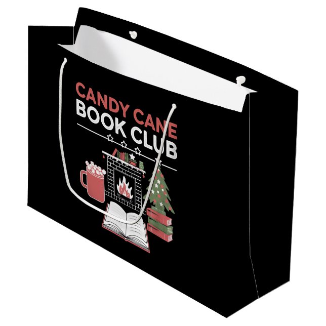 Grand Sac Cadeau Réserver Sucre de canne de Noël Book Club Bookish (Devant Angle)