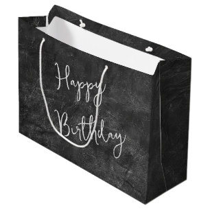 Grand Sac Cadeau Résumé en cuir noir abstrait pour anniversaire