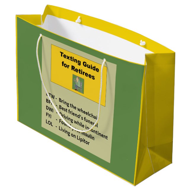 Grand Sac Cadeau Retraite drôle (Dos Angle)