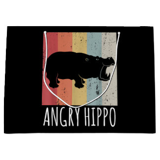 Grand Sac Cadeau Rétro Angry Hippo - Vintage Hippopotamus