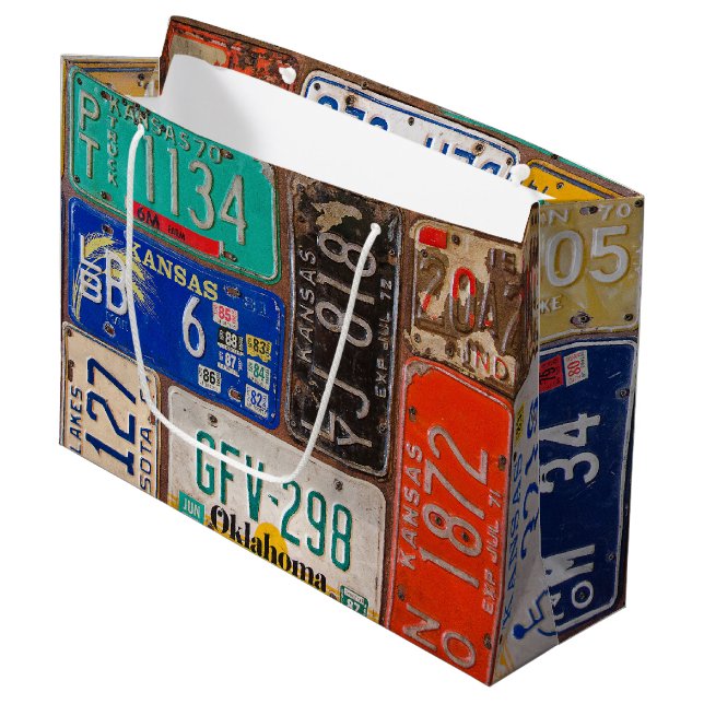 Grand Sac Cadeau Retro License Plate Collection (Devant Angle)